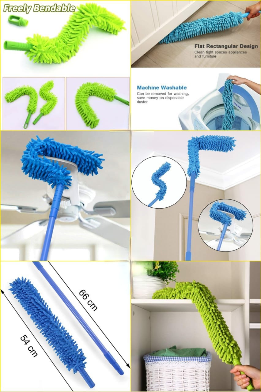 Bendable Microfiber Duster – Flexible Fan, Car & Home Cleaning Brush