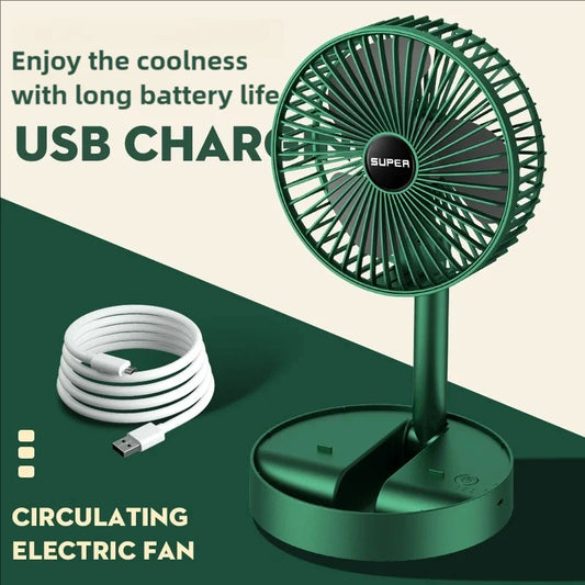 Telescopic Folding Fan | Mini Portable Electric Desk Fan | Rechargeable Adjustable Table Fan | Silent Personal Cooling Fan with Mobile Stand | Multifunction Summer Desk Fan for Home & Office
