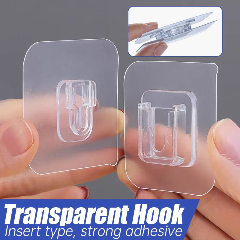 Set of 5 AB Sticker Wall Hooks Transparent, Double Sided Self Adhesive Buckle Hooks, Strong Suction Cup Traceless Waterproof Sticky Hooks, Multipurpose Wall Storage Holder for Kitchen Bathroom Home