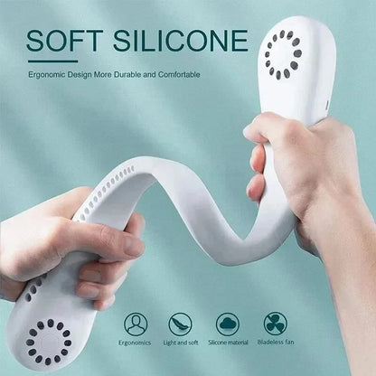 Mini Neck Mounted Bladeless Fan – Rechargeable Hands-Free Personal Cooling Fan