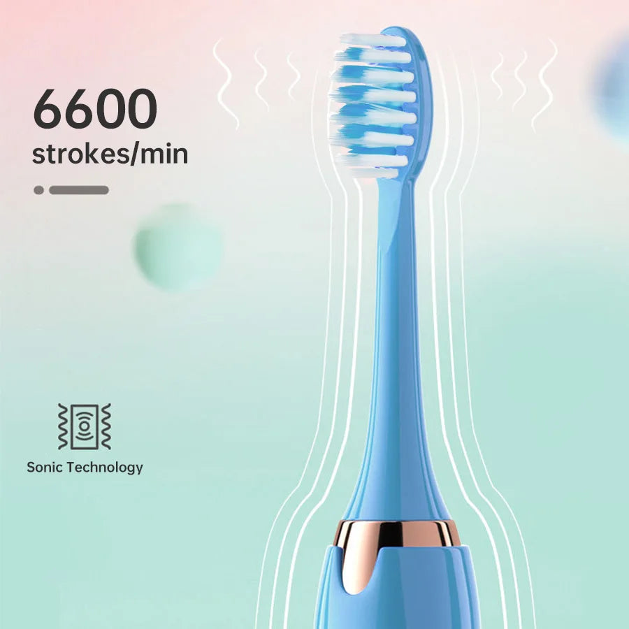 Electric Ultrasonic Toothbrush USB Rechargeable – 6 Speed Sonic Whitening Toothbrush, Waterproof Automatic Adult Tooth Cleaner, Soft Bristle Tooth Brush with Replacement Heads, Couple Set Dental Care