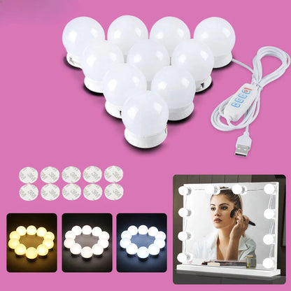 10 Bulb LED Vanity Lights –  Makeup Mirror Lighting Kit