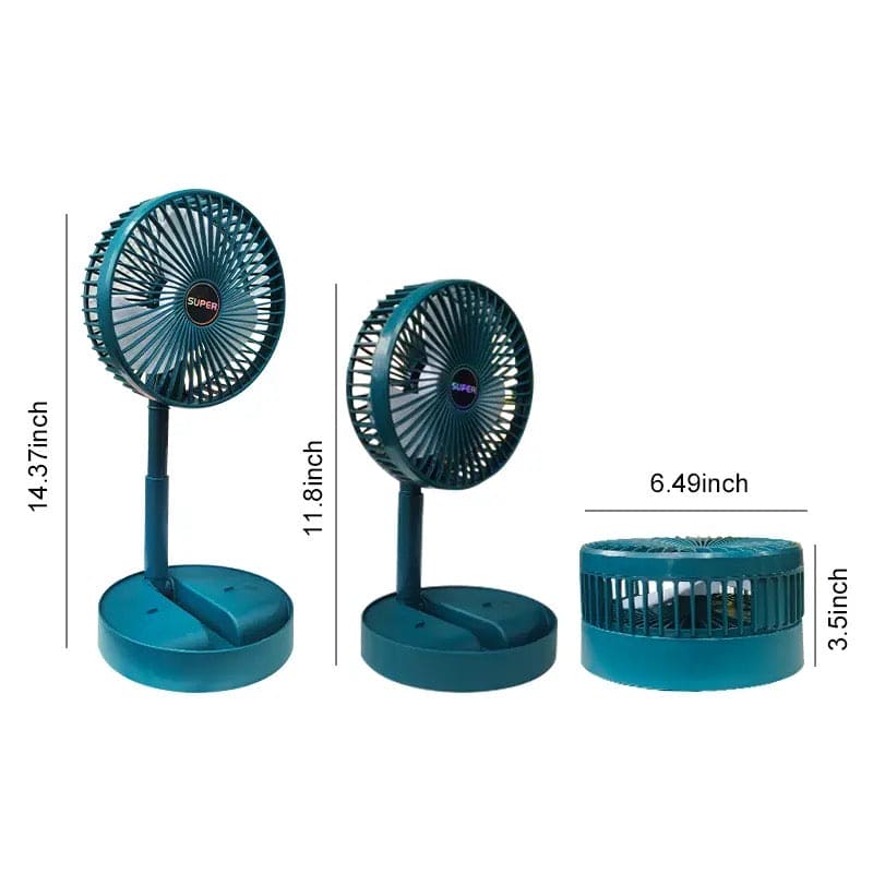 Telescopic Folding Fan | Mini Portable Electric Desk Fan | Rechargeable Adjustable Table Fan | Silent Personal Cooling Fan with Mobile Stand | Multifunction Summer Desk Fan for Home & Office