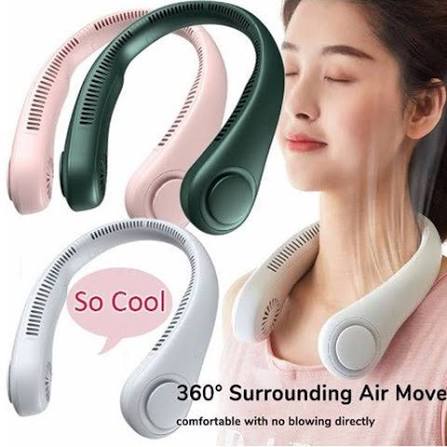 Mini Neck Mounted Bladeless Fan – Rechargeable Hands-Free Personal Cooling Fan