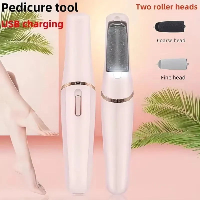 Electric Callus Remover for Feet – Professional USB Rechargeable Foot Grinder & Pedicure Tool, Automatic Dead Skin Remover with 2 Roller Heads for Smooth Heels & Cracked Skin
