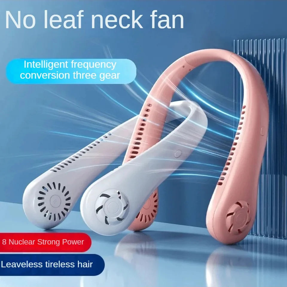 Mini Neck Mounted Bladeless Fan – Rechargeable Hands-Free Personal Cooling Fan