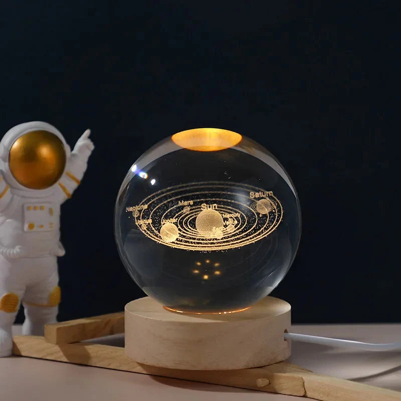 3D Crystal Ball Galaxy Lamp – LED Night Light with Wooden Base