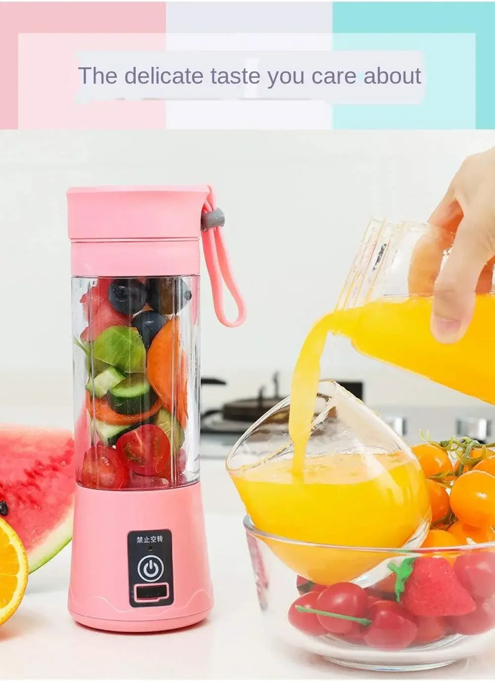 USB Rechargeable Mini Juicer Blender 380ml – Portable Electric Smoothie & Juice Maker, 6-Blade Personal Blender for Fruits, Milkshake & Travel Use