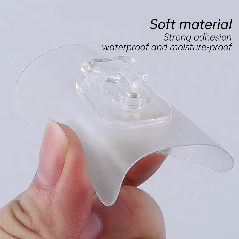Set of 5 AB Sticker Wall Hooks Transparent, Double Sided Self Adhesive Buckle Hooks, Strong Suction Cup Traceless Waterproof Sticky Hooks, Multipurpose Wall Storage Holder for Kitchen Bathroom Home