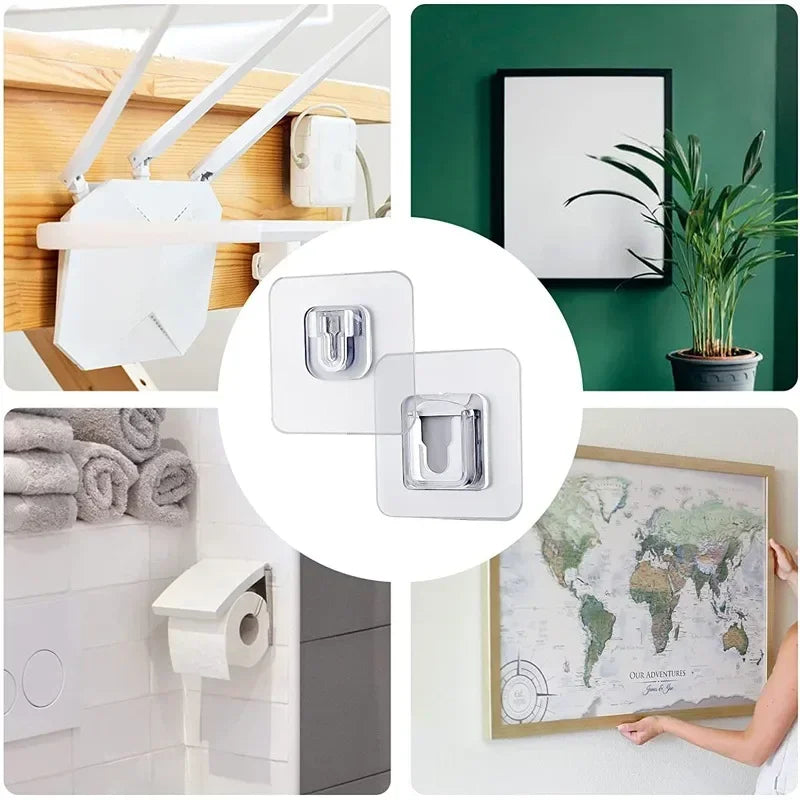 Set of 5 AB Sticker Wall Hooks Transparent, Double Sided Self Adhesive Buckle Hooks, Strong Suction Cup Traceless Waterproof Sticky Hooks, Multipurpose Wall Storage Holder for Kitchen Bathroom Home