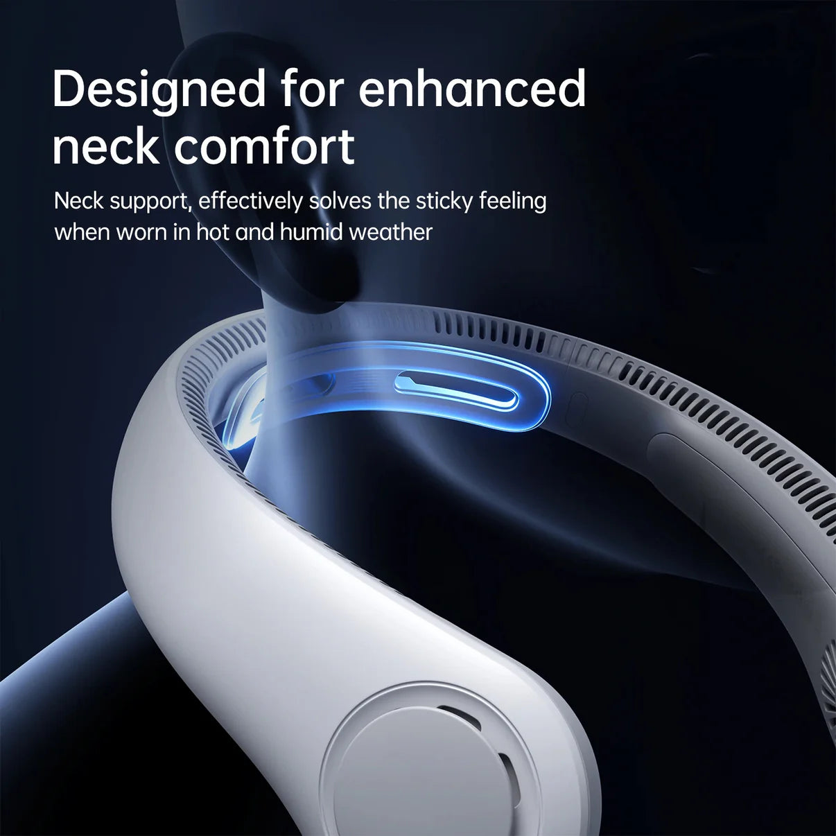 Mini Neck Mounted Bladeless Fan – Rechargeable Hands-Free Personal Cooling Fan