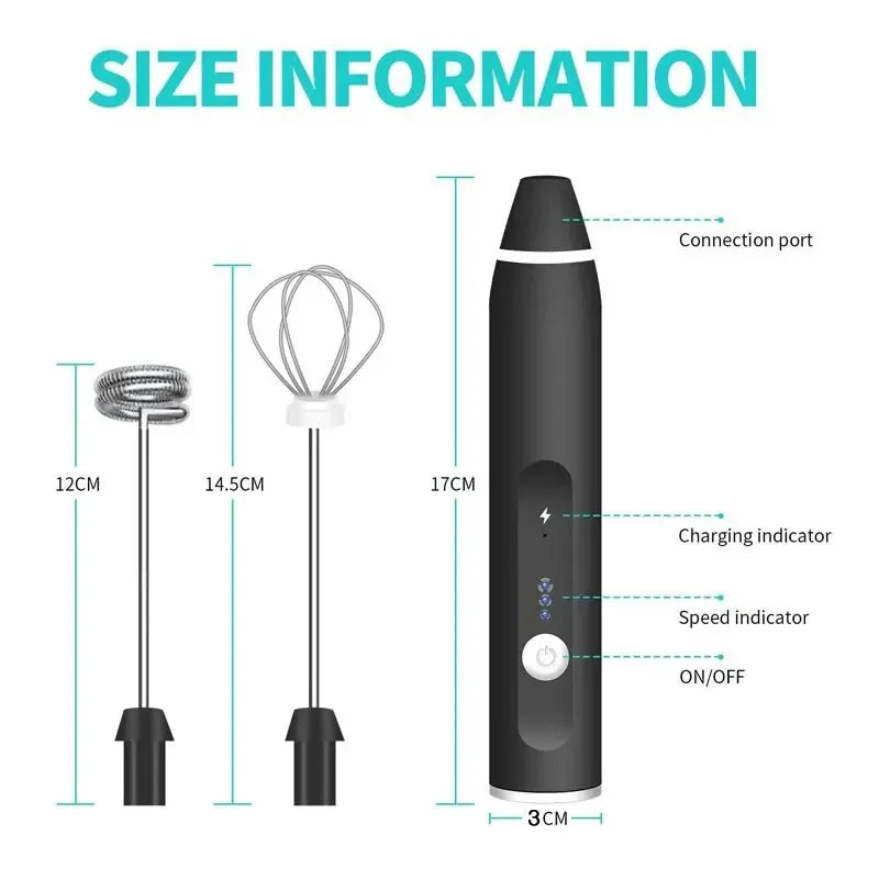 USB Rechargeable Milk Frother & Egg Beater – Portable Coffee Foam Maker & Mini Mixer