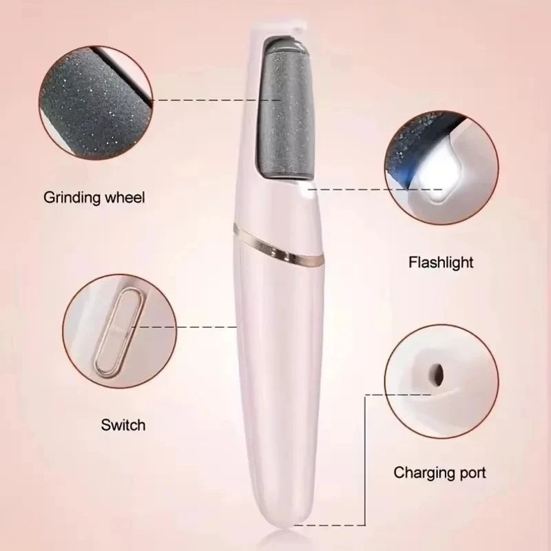 Electric Callus Remover for Feet – Professional USB Rechargeable Foot Grinder & Pedicure Tool, Automatic Dead Skin Remover with 2 Roller Heads for Smooth Heels & Cracked Skin