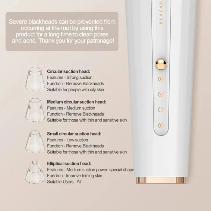 Rechargeable Facial Pore Cleaner & Blackhead Remover Vacuum | Pore Suction Device Kit for Deep Skin Cleaning & Blackhead Removal Beauty Tool (Charging Version)