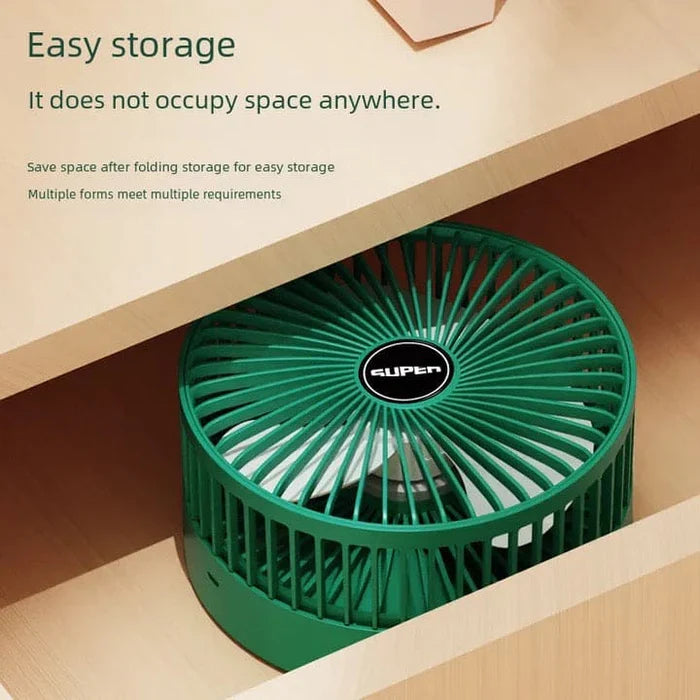 Telescopic Folding Fan – Rechargeable Portable Desk Fan with Mobile Stand