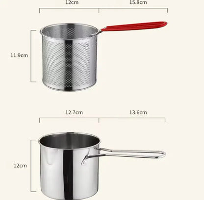 Stainless Steel Deep Fryer Pot with Basket – Home Frying & Oil Draining Set