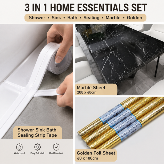 Home Makeover Kit – Marble Sheet, Golden Foil Sheet & Waterproof Sealing Tape