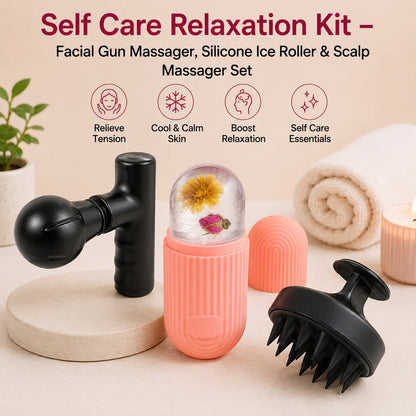 Beauty & Self Care Kit – Facial Massager, Ice Roller & Scalp Massager Set