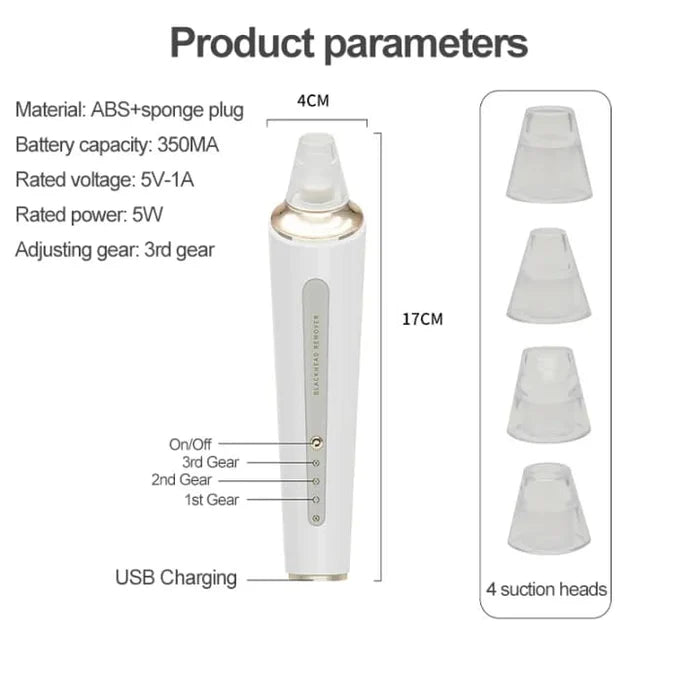 Rechargeable Facial Pore Cleaner & Blackhead Remover Vacuum | Pore Suction Device Kit for Deep Skin Cleaning & Blackhead Removal Beauty Tool (Charging Version)