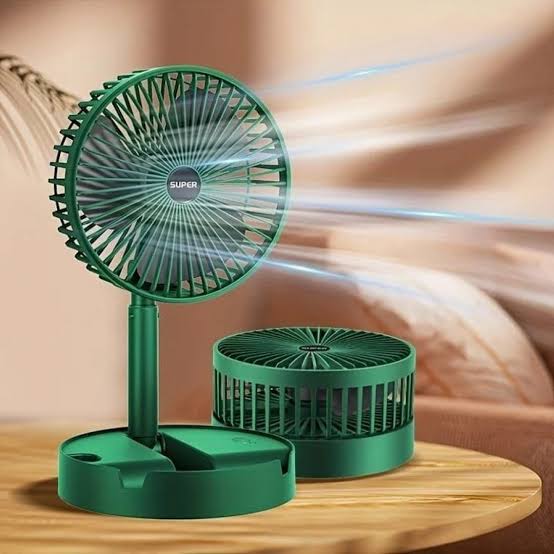 Telescopic Folding Fan | Mini Portable Electric Desk Fan | Rechargeable Adjustable Table Fan | Silent Personal Cooling Fan with Mobile Stand | Multifunction Summer Desk Fan for Home & Office