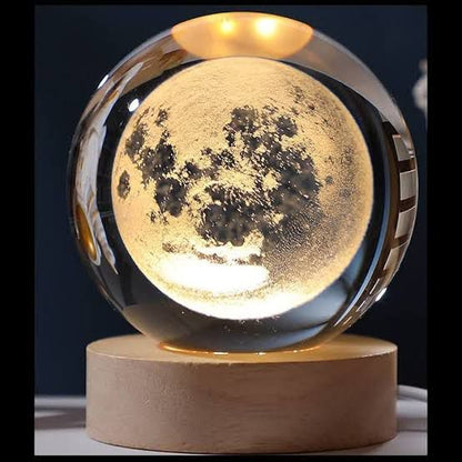 3D Crystal Ball Galaxy Lamp – LED Night Light with Wooden Base