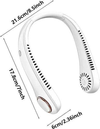 Mini Neck Mounted Bladeless Fan – Rechargeable Hands-Free Personal Cooling Fan