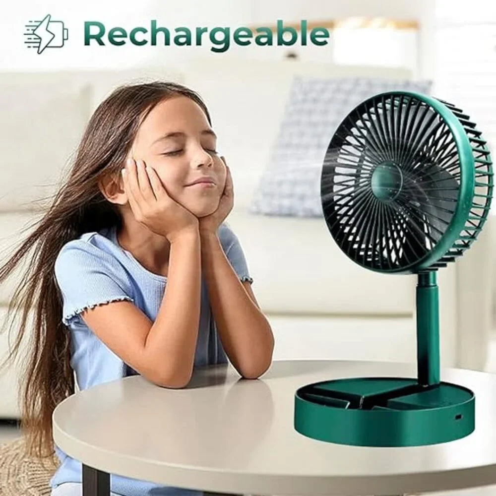 Telescopic Folding Fan | Mini Portable Electric Desk Fan | Rechargeable Adjustable Table Fan | Silent Personal Cooling Fan with Mobile Stand | Multifunction Summer Desk Fan for Home & Office