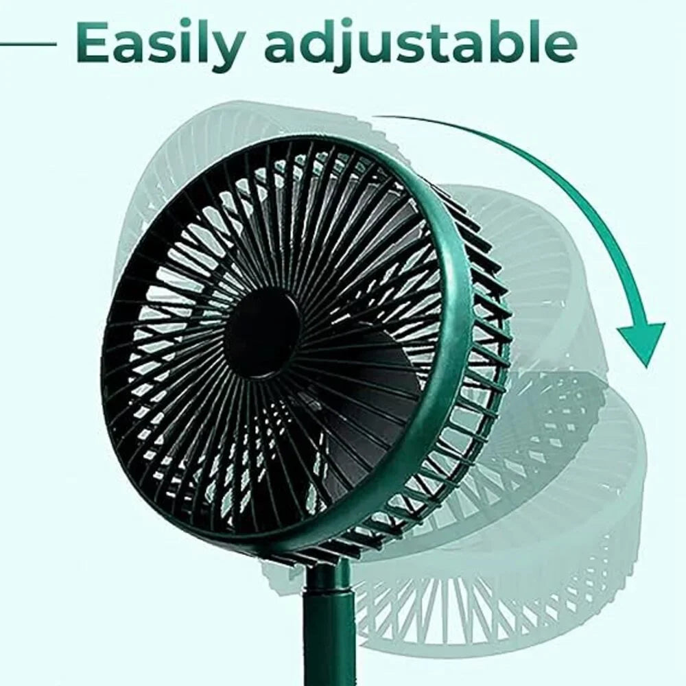 Telescopic Folding Fan | Mini Portable Electric Desk Fan | Rechargeable Adjustable Table Fan | Silent Personal Cooling Fan with Mobile Stand | Multifunction Summer Desk Fan for Home & Office