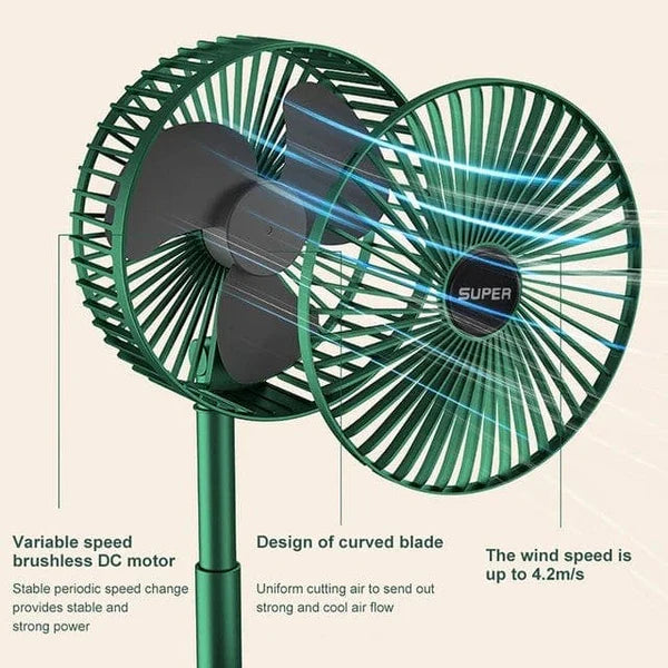 Telescopic Folding Fan | Mini Portable Electric Desk Fan | Rechargeable Adjustable Table Fan | Silent Personal Cooling Fan with Mobile Stand | Multifunction Summer Desk Fan for Home & Office