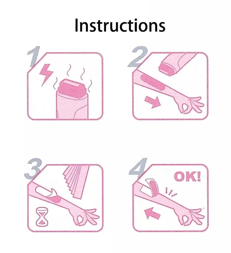 Step-by-step instructions for using a product with illustrations and text on a white background.