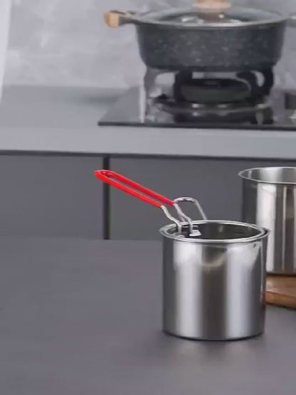 Stainless Steel Deep Fryer Pot with Basket – Home Frying & Oil Draining Set