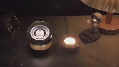 3D Crystal Ball Galaxy Lamp – LED Night Light with Wooden Base